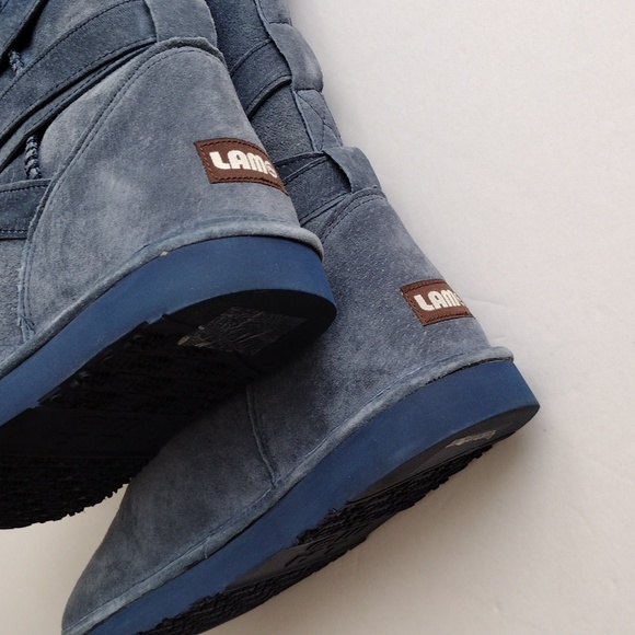 Lamo blue suede faux fur tall booties 10 - Picture 7 of 11